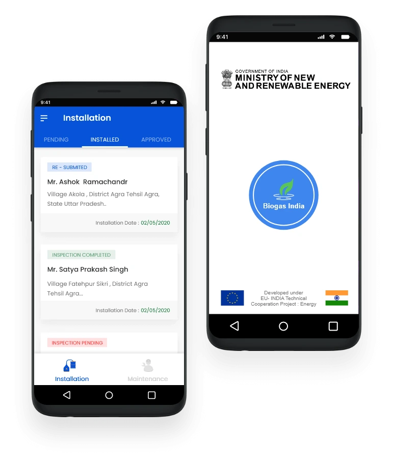 Biogas India application interface showcasing user experience and installation workflow